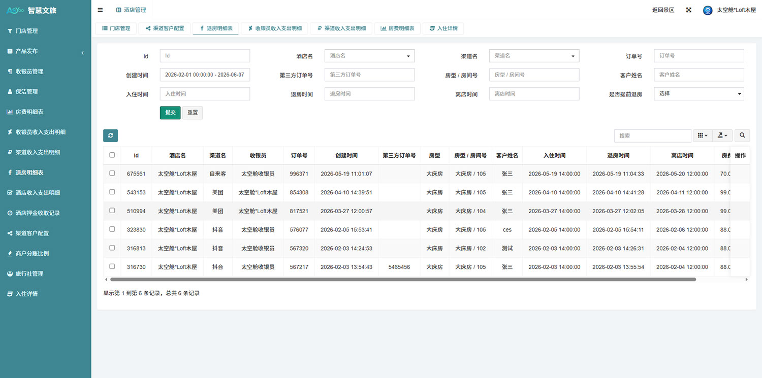 退房明细管理