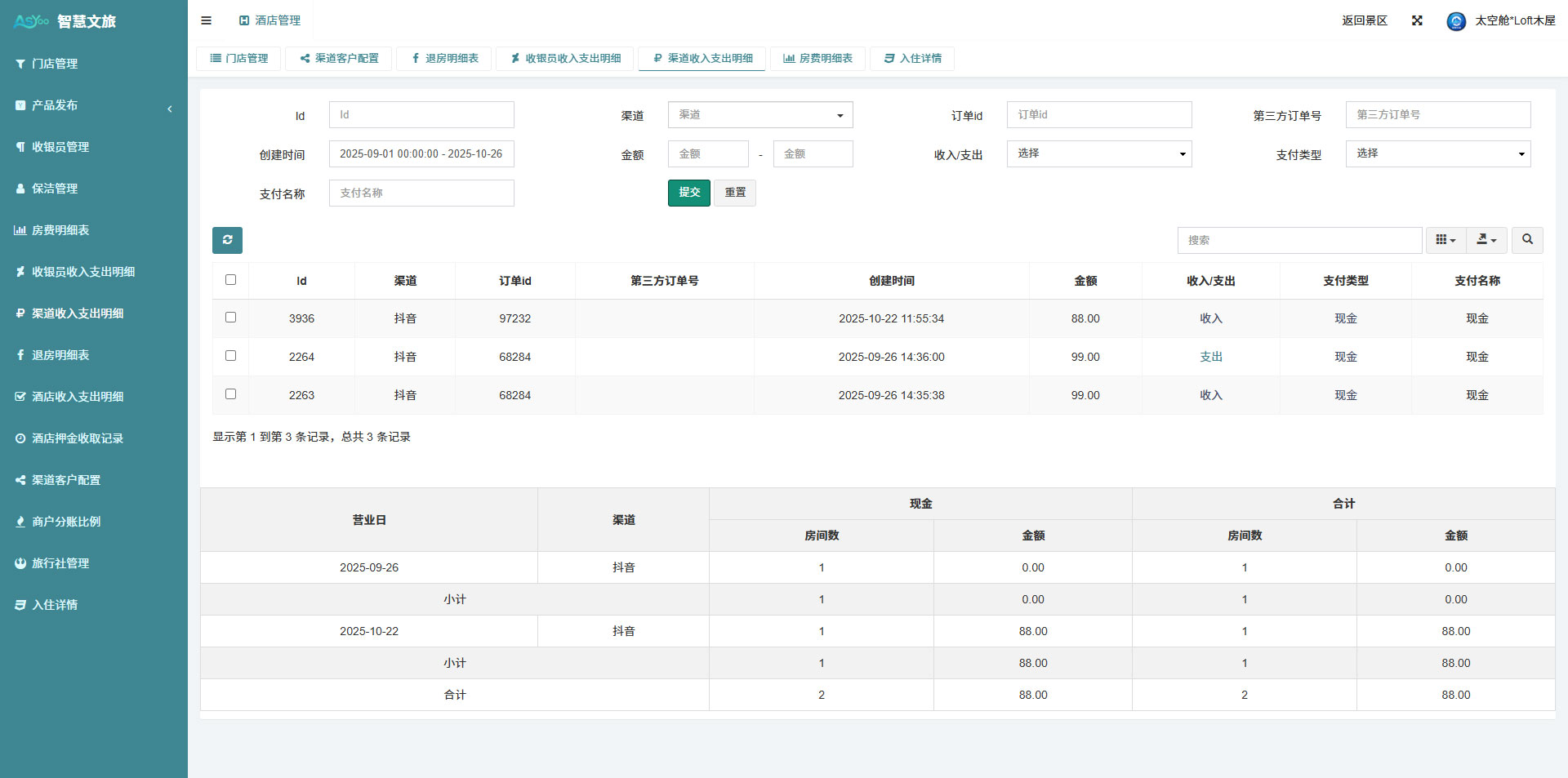 2：渠道收支明细管理