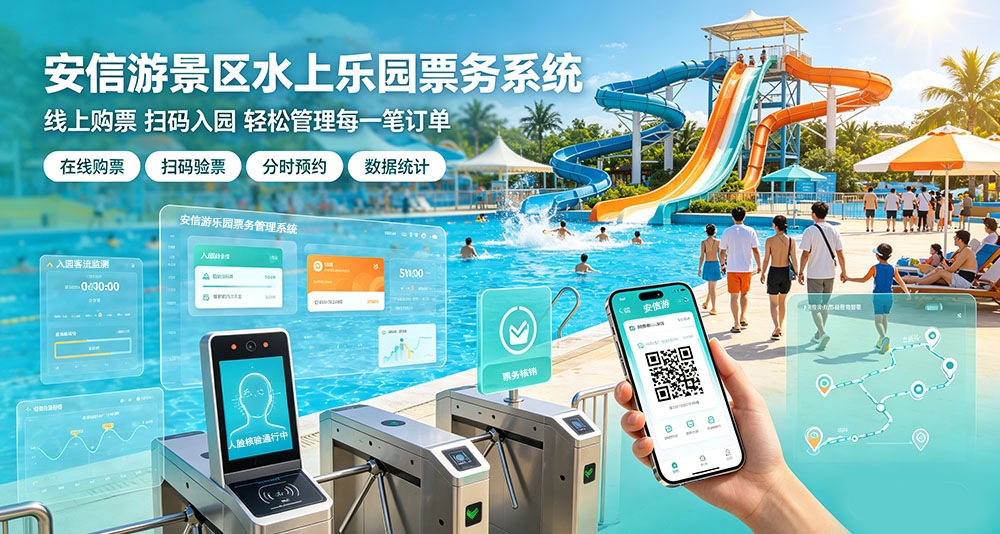 安信游水上乐园智慧票务系统｜线上线下一体化，全渠道核销赋能乐园运营