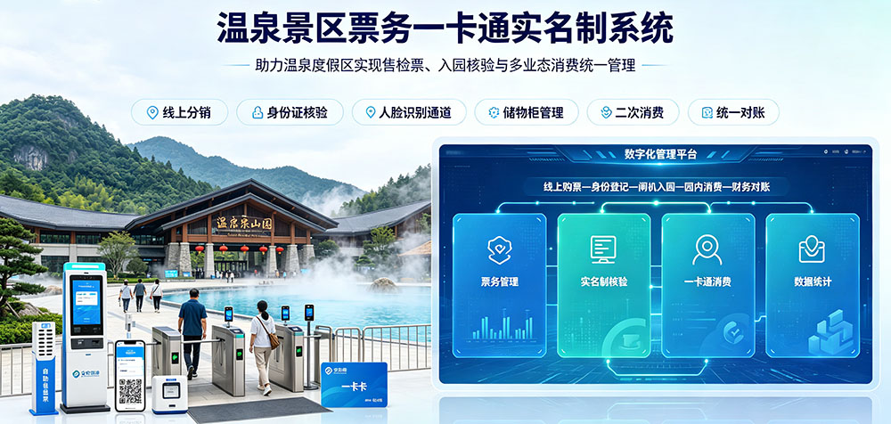 安信游温泉度假区实名制票务系统，售检票 + 一卡通一站式智慧管理